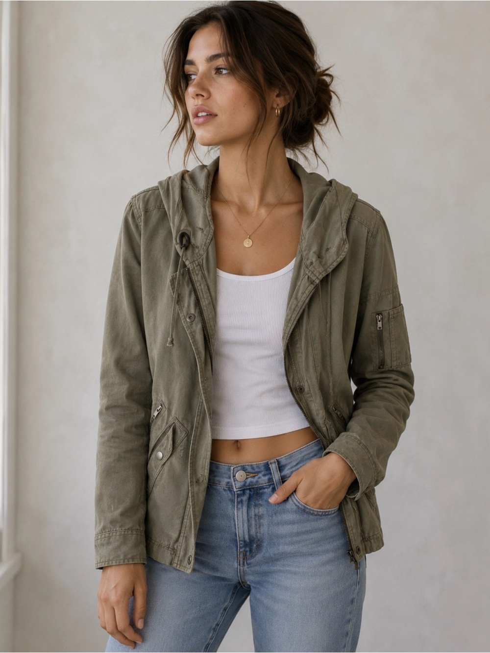 American Eagle Outfitters Olive Bomber Jacket